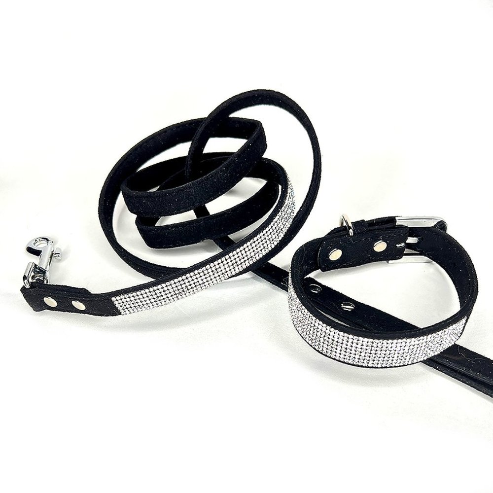 Black VIP Bling Collar and Leash